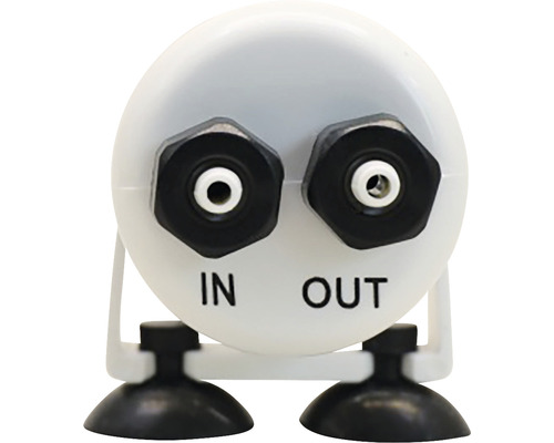 Akvariereaktor med in- och utgångsanslutningar och sugkoppar