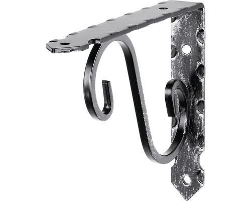 Metallkonsol Ornament 200x150mm smidd Svart, utsmyckat hyllkonsol av metall