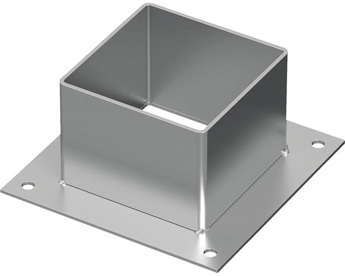 Metallbeslag kvadratiskt 241 130x210x100mm Stolpfäste av metall med fyrkantig monteringsplatta och borrhål