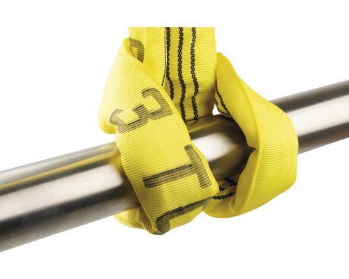 Gult lyftband lindat runt ett metallrör