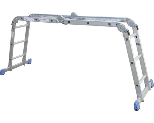 Hopfällbar stege med plattform aluminium 4 x 3 stegpinnar arbetshöjd 4,55 m Multifunktionell aluminiumstege i A-form