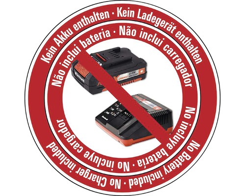 Ingen batteri, ingen laddare ingår skylt
