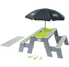 Sand-, vatten- och picknickbord EXIT Aksent Deluxe inkl. 2 bänkar 94x121x50cm grå-thumb-0