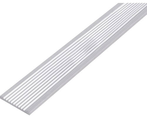 Plattlist ALBERTS aluminium natur räfflad 30x3mm 1m Aluminium avslutningsprofil med spår