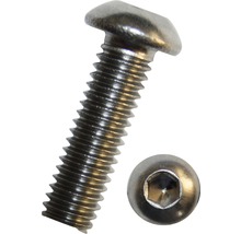 Skruv av rostfritt stål med insexkant och linshuvud