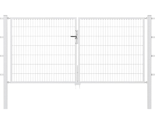 Dubbelgrind ALBERTS Flexo 300x100cm inkl. stolpar 8x8cm varmförzinkad Dubbel grind av metall med nätfyllning