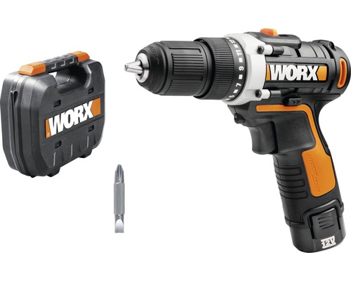 Sladdlös skruvdragare med borr, transportväska och Worx logotyp