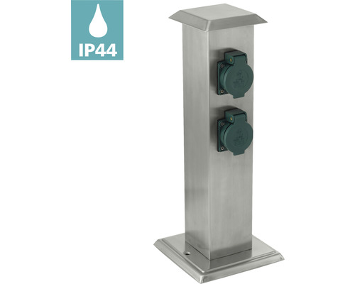 Trädgårdsuttag av rostfritt stål med två uttag och IP44 skyddsklass