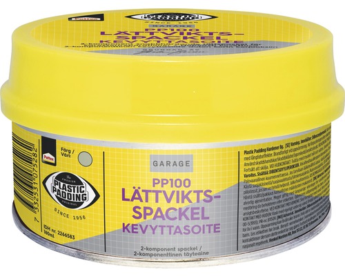 Lättviktsspackel Plastic Padding 100 180ml Polyesterspackel i gul burk