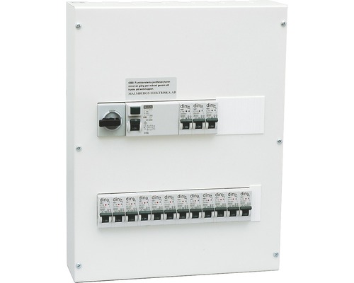 Normcentral MALMBERGS i metall 2291597, 2-radig, 12 x 10A, 3 x 16A, med jordfelsbrytare Normcentral MALMBERGS i metall 2291597, 2-radig, 12 x 10A, 3 x 16A, med jordfelsbrytare