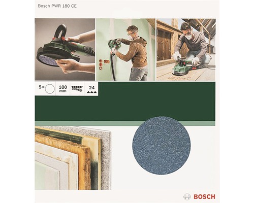 Bosch PWR 180 CE väggslipmaskin i bruk med slipskiva och diverse byggmaterial