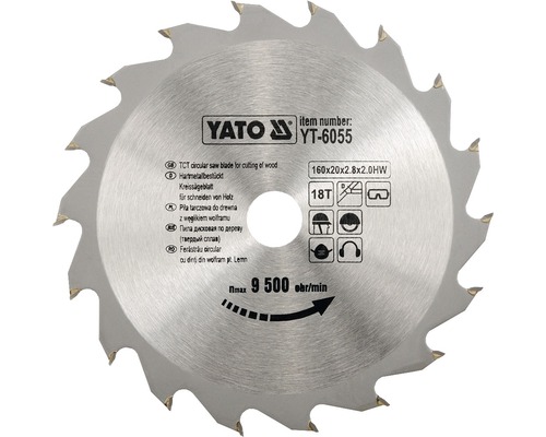 Yato cirkelsågblad för kapning av trä, 160x20x2.8x2.0HW