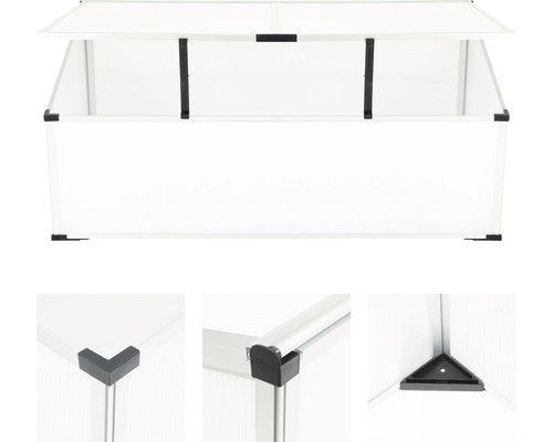 Växthus med aluminiumram och plastskivor