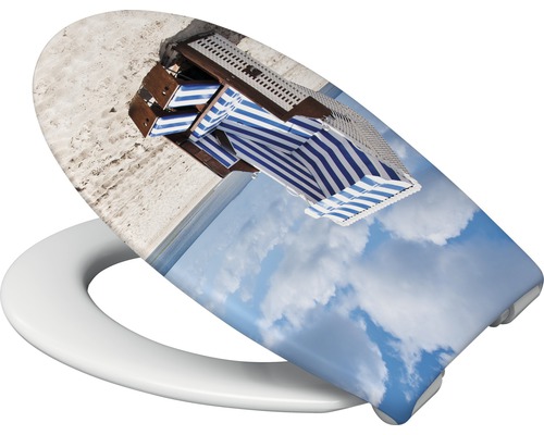 Toalettsits med strandkorgsmotiv