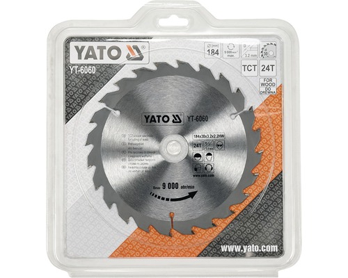 Yato cirkelsågblad med en diameter på 184 millimeter i förpackning