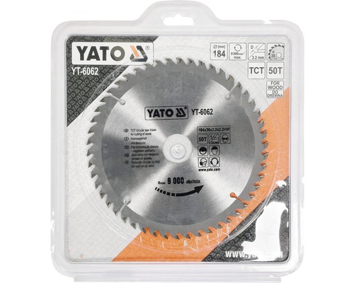 Yato cirkelsågblad för träskärning, diameter 184 millimeter