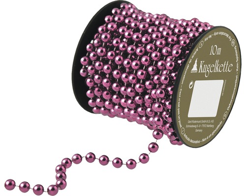 Girland kulor Ø8mm 10m rosa 10 meter lång kulkedja på en spole
