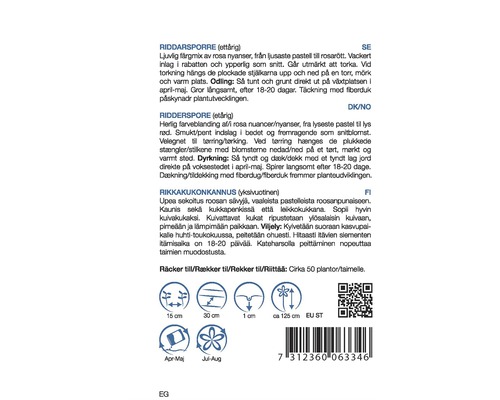 Information om sådd och skötsel av riddarsporre