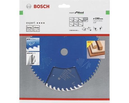 Bosch logotyp. Bosch Expert Wood cirkelsågblad, 190 millimeter diameter, 48 tänder