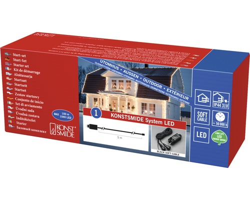 Konstsmide System LED startset förpackning för utomhusbruk med en maximal längd på 100 meter och 1040 lysdioder