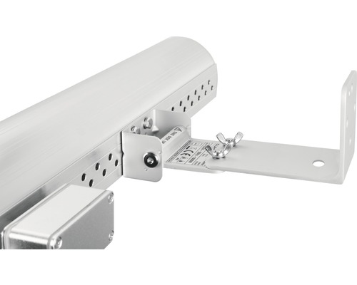 Detaljvy av ett monteringsfäste för en markis