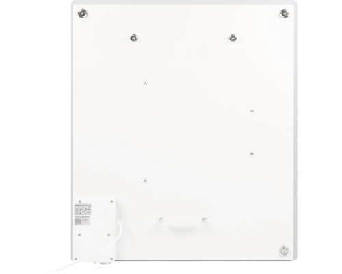 Baksida av en infraröd värmare med anslutningsdosa och monteringspunkter