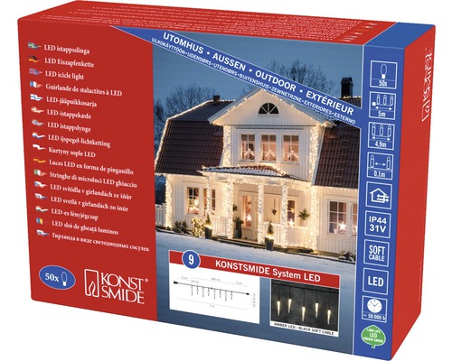 Konstsmide LED istappsslinga för utomhusbruk, 50 stycken