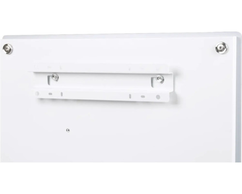 Detaljvy av en vit tavla med fästelement