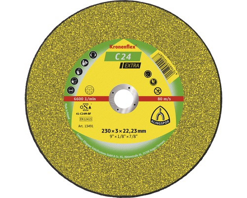 Kapskiva KLINGSPOR C 24 Extra Ø 230x22,23mm Kapskiva Kronenflex, diameter 230 x 3 x 22,23 millimeter