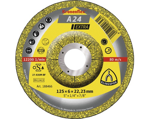 Navrondell KLINGSPOR A 24 Extra Ø 125x22,23mm Kapskiva Kronenflex A24 Extra, 125x6x22,23 millimeter