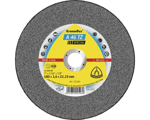 Kapskiva KLINGSPOR INOX A 46 TZ special Ø 180x22,23mm Kapskiva med 180 x 1,6 x 22,23 millimeter