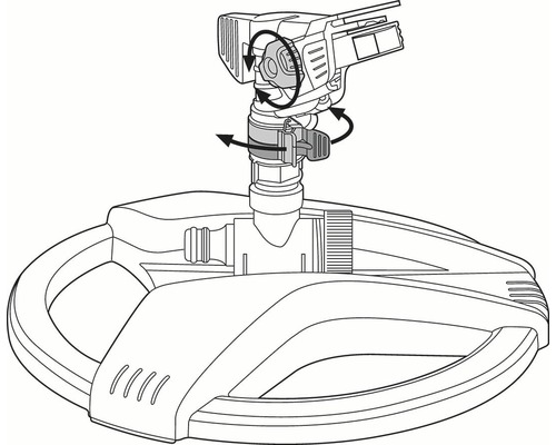 Illustration av en grässpridare med justerbar spridningsradie