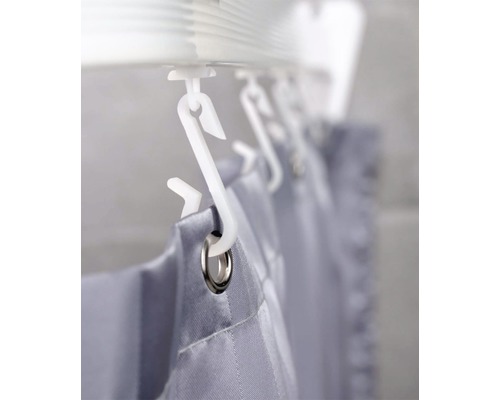 Duschdraperiupphängning med draperi