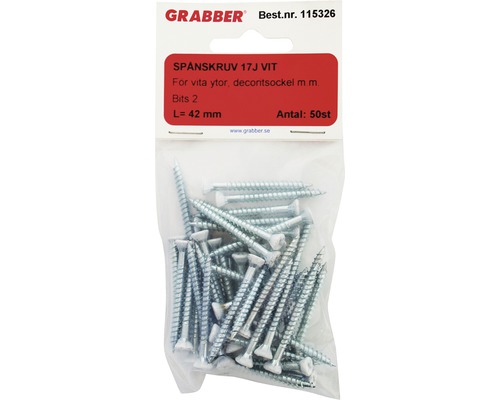 Spånskruv, 42 mm lång, 50 stycken i en förpackning