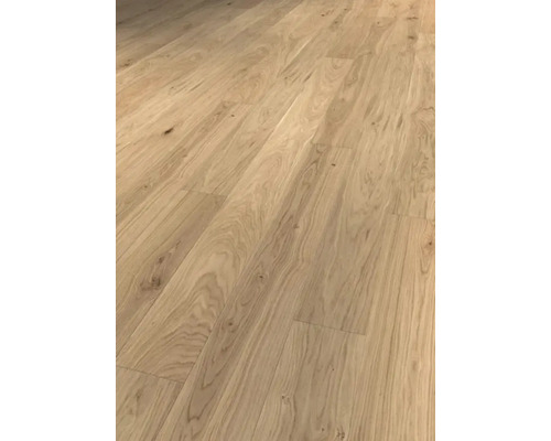 Provbit: Parkettgolv TER HÜRNE 1-stav brunbeige lackad ek Ljust trägolv lagt