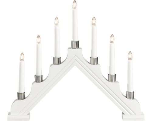 Julgransljusstake med sju lampor av trä