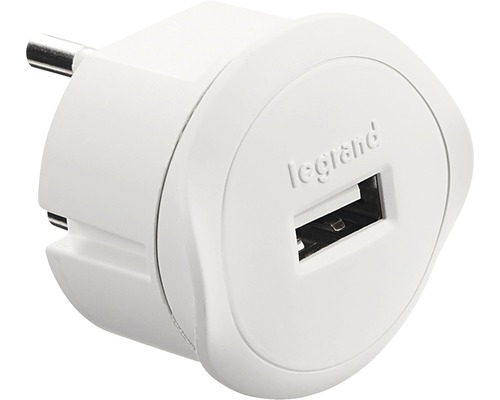 USB-adapter LEGRAND för jordat uttag 5V - 1,5A vit