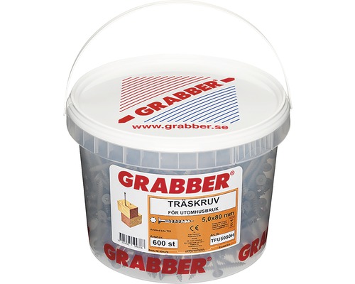 Hink med Grabber träskruvar 5,0x80 millimeter, 600 stycken