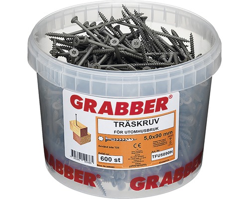 Hink med Grabber träskruvar för utomhusbruk, 5,0 x 90 millimeter