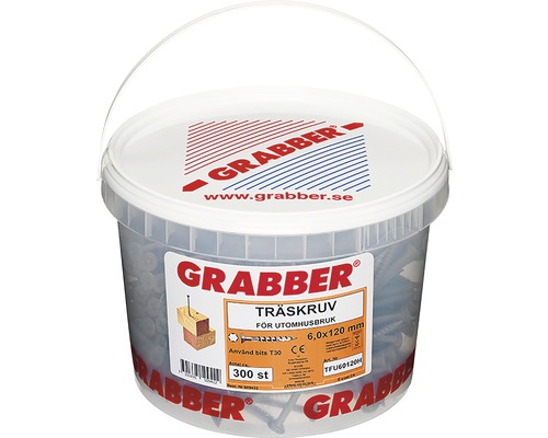 Grabber träskruvar för utomhusbruk i hink, 6,0x120 mm