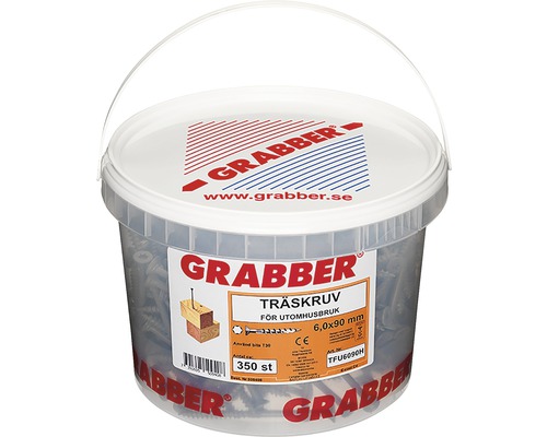 Hink med Grabber träskruvar för utomhusbruk, 6,0x90 millimeter