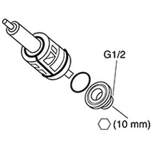 Schematisk ritning av en ventilinsats med G1/2-anslutning