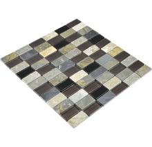 Mosaikplatta av natursten och glas