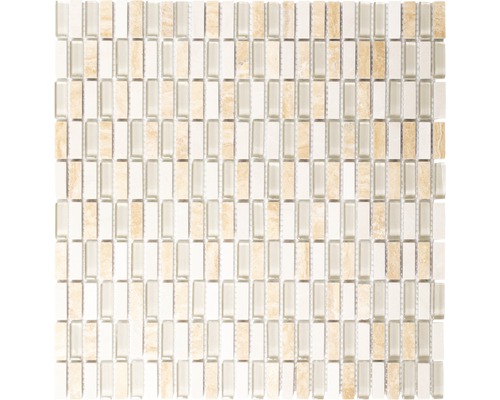 Mosaik glas natursten beige 31x32,5 cm