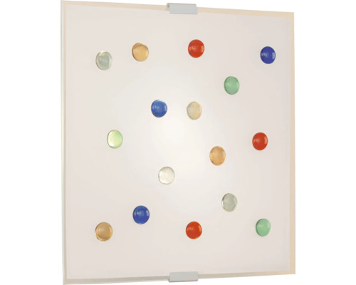 Fyrkantig vägglampa med färgade glasornament