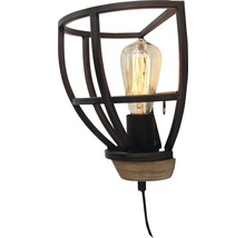 Vägglampa med metallbur och Edison glödlampa