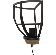Vägglampa med metallbur och träfot