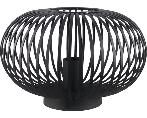 Dekorativ svart bordslampa i metall med öppen lampskärm