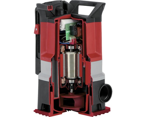 Snittvy av en dränkbar pump som visar dess interna konstruktion