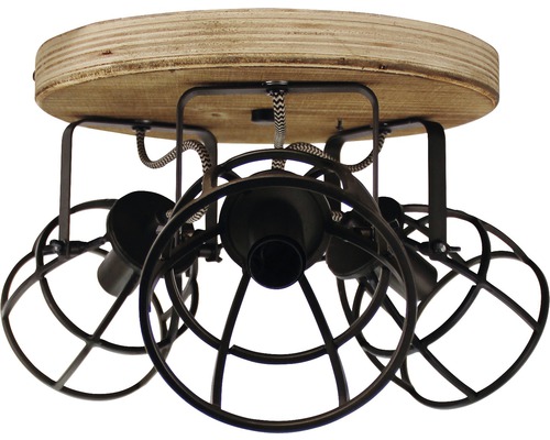 Taklampa med tre lamphållare och lampskärmar